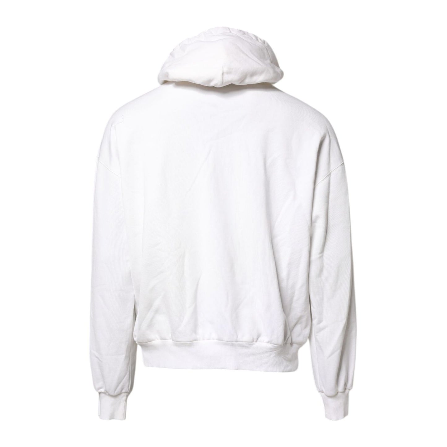 Dolce & Gabbana White Embossed Logo Hooded Sweatshirt Sweater