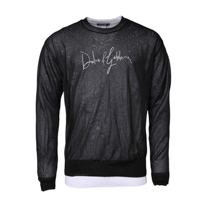 Dolce & Gabbana Black White Logo Knitted Pullover Sweater
