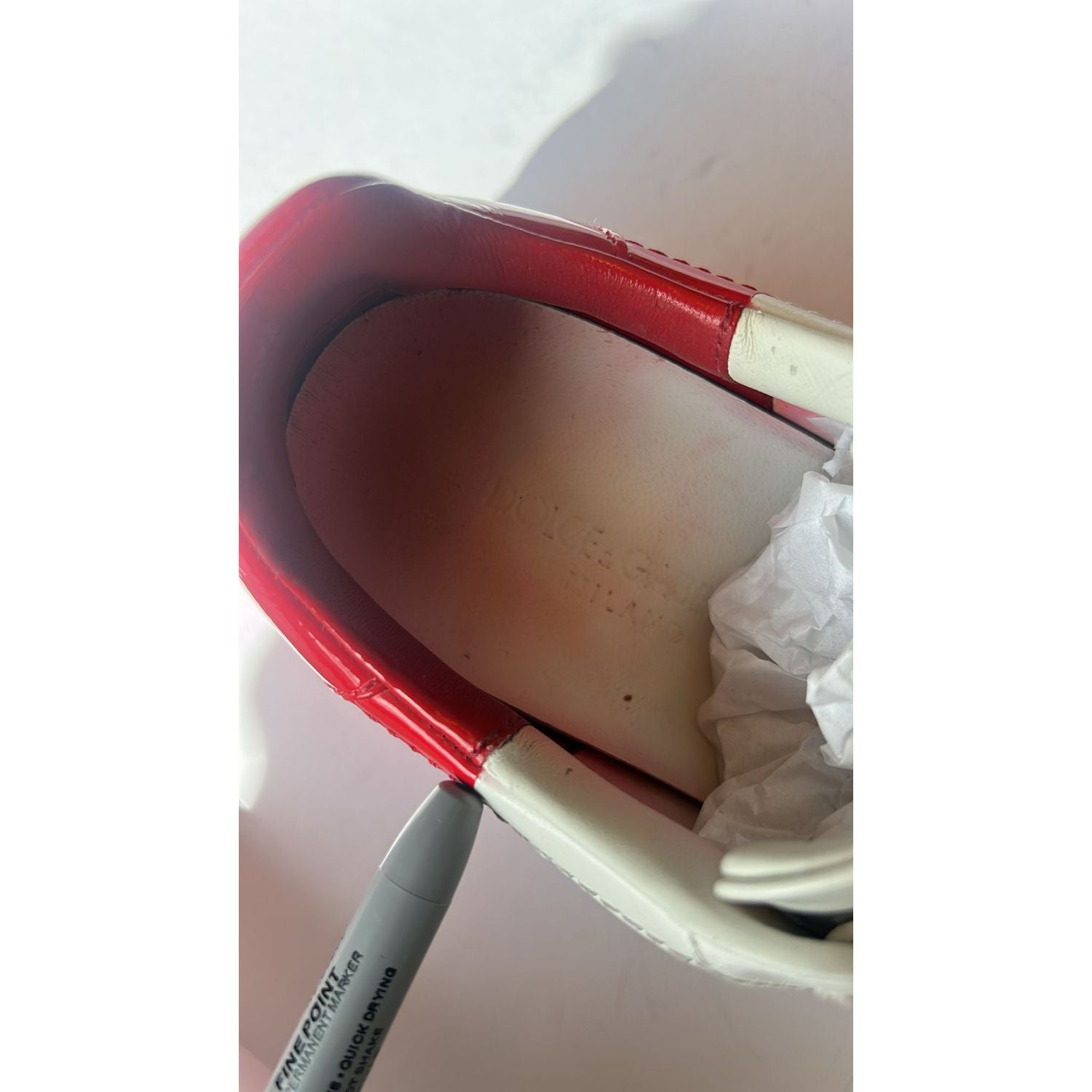 Dolce & Gabbana White Red Logo Portofino Sneakers Shoes