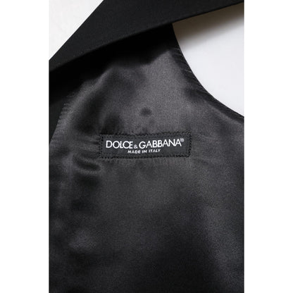 Dolce & Gabbana Black Wool Waistcoat Dress Formal Vest