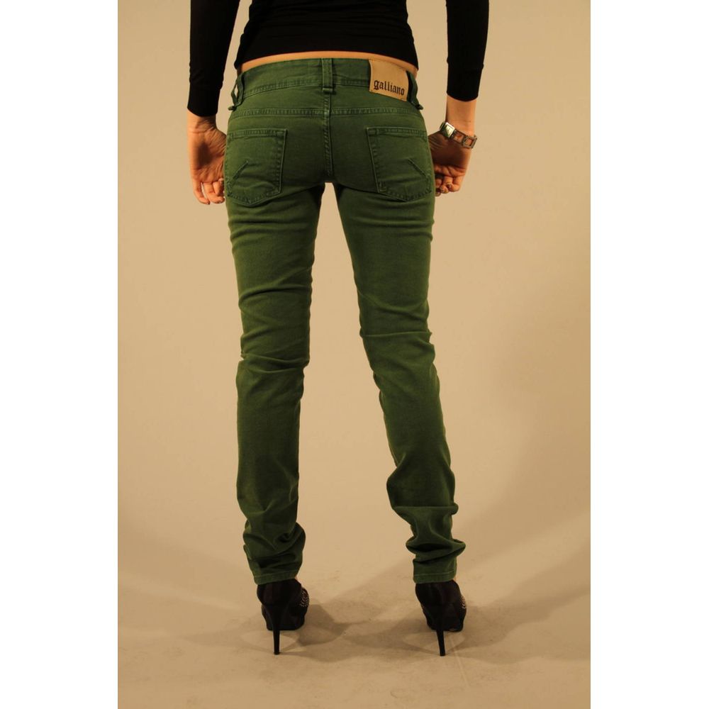 John Galliano Green Cotton Jeans Denim