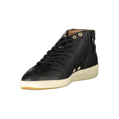 Blauer Black Polyester Sneaker with laces, side zip, print, and logo design