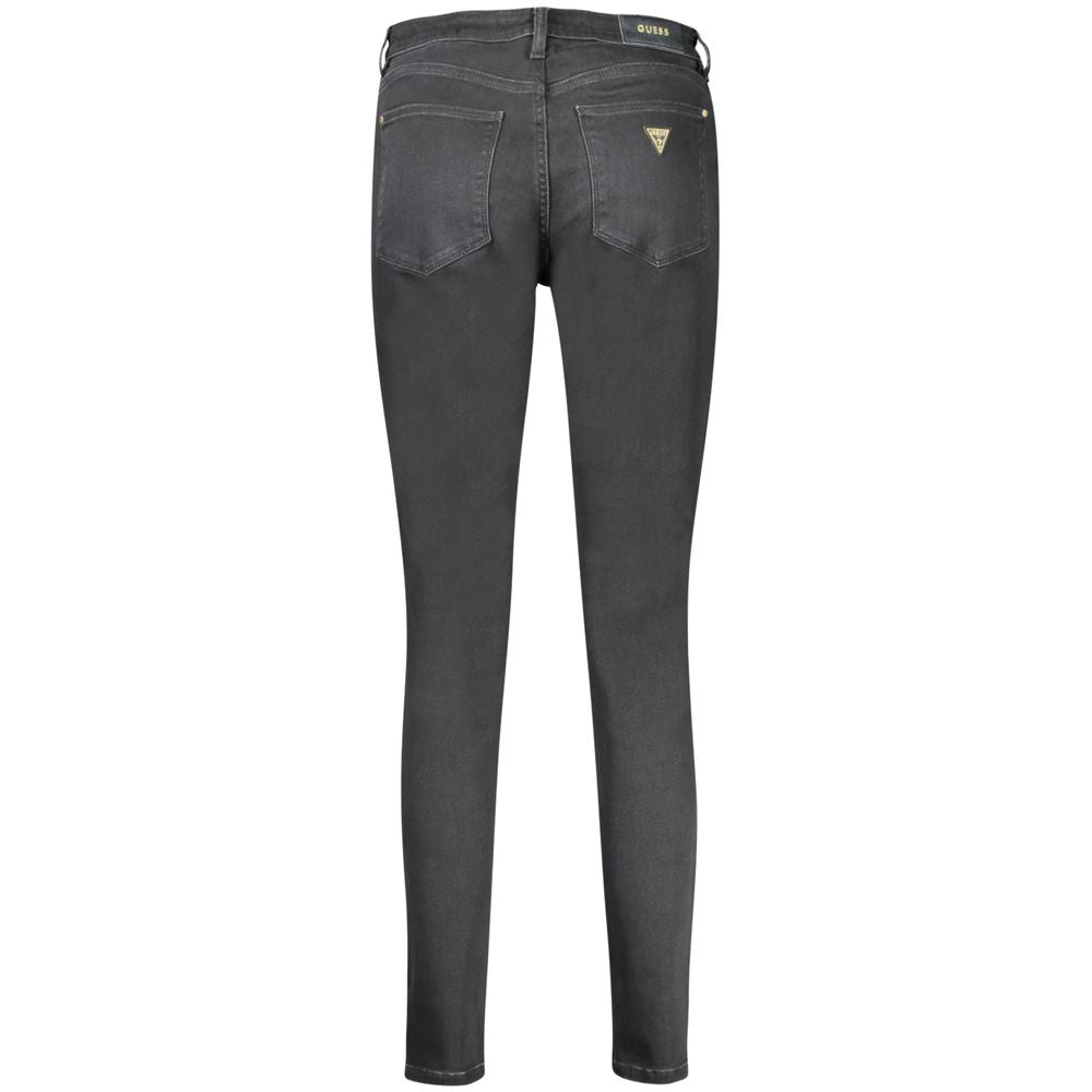Guess Jeans Black Cotton Women Jeans, featuring sleek design and recycled cotton, back view.
