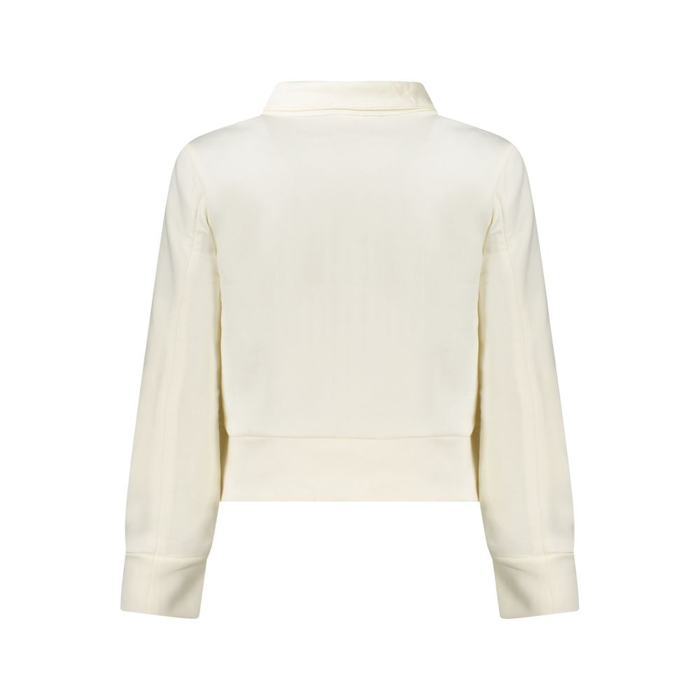 Back view of K-WAY White Polyester Women Sweater showcasing long sleeves and a contemporary design.