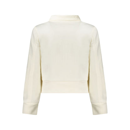 Back view of K-WAY White Polyester Women Sweater showcasing long sleeves and a contemporary design.