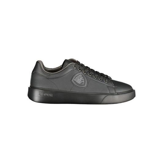 Blauer Black Polyester Sneaker with contrasting details and logo, sports shoe with laces, ideal for casual and athletic wear.