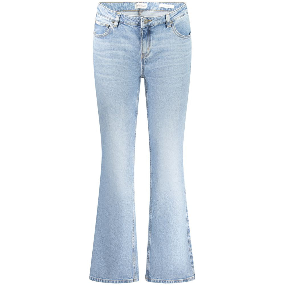 Guess Jeans Blue Cotton Women Jeans with bootcut style and chic washed effect.