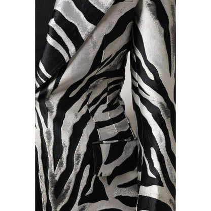 Dolce & Gabbana Black White Polyester Women Blazer Jacket