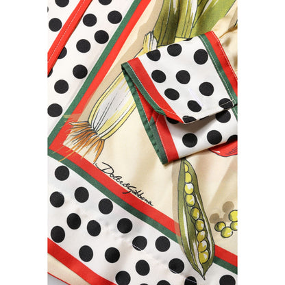 Dolce & Gabbana Multicolor Vegetables Silk Long Sleeves Top