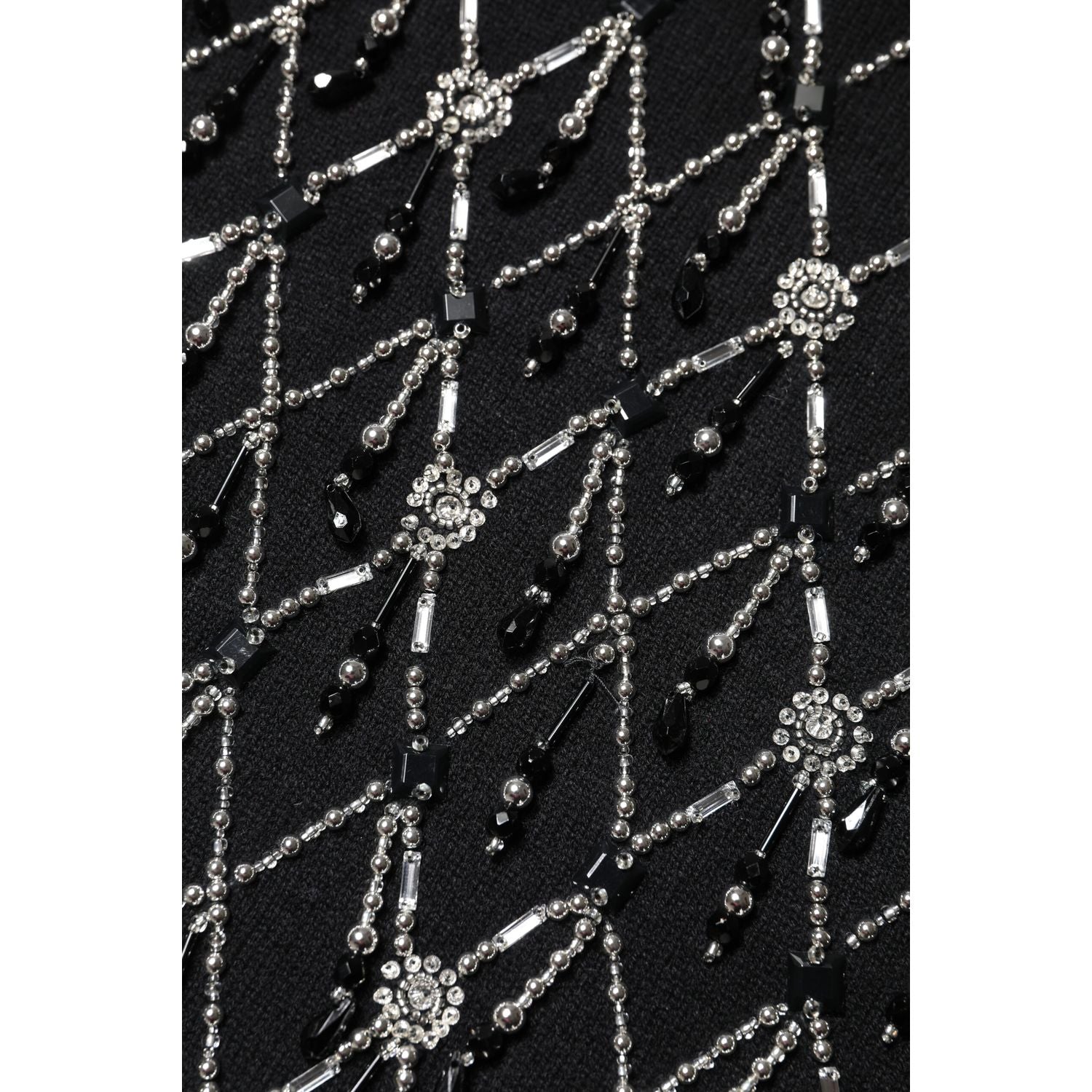 Dolce & Gabbana Black Cashmere Embellished Long Sleeves Top