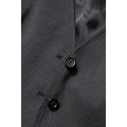 Dolce & Gabbana Black Striped Button Down Sleeveless Vest Top