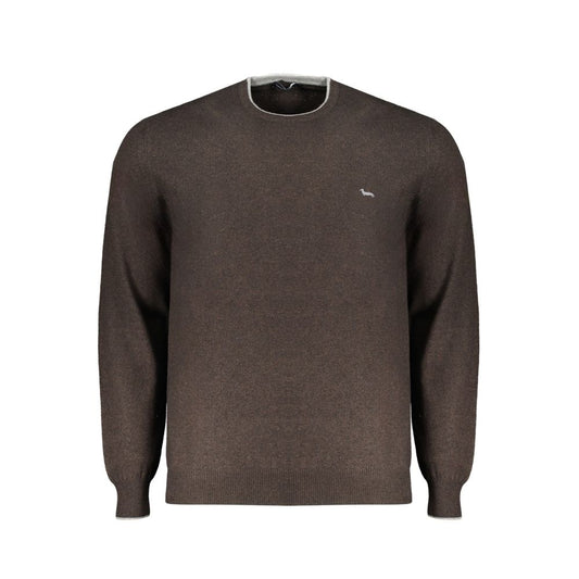 Harmont & Blaine Brown Cashmere Sweater with crew neck, long sleeves, and contrast details, featuring an embroidered logo.