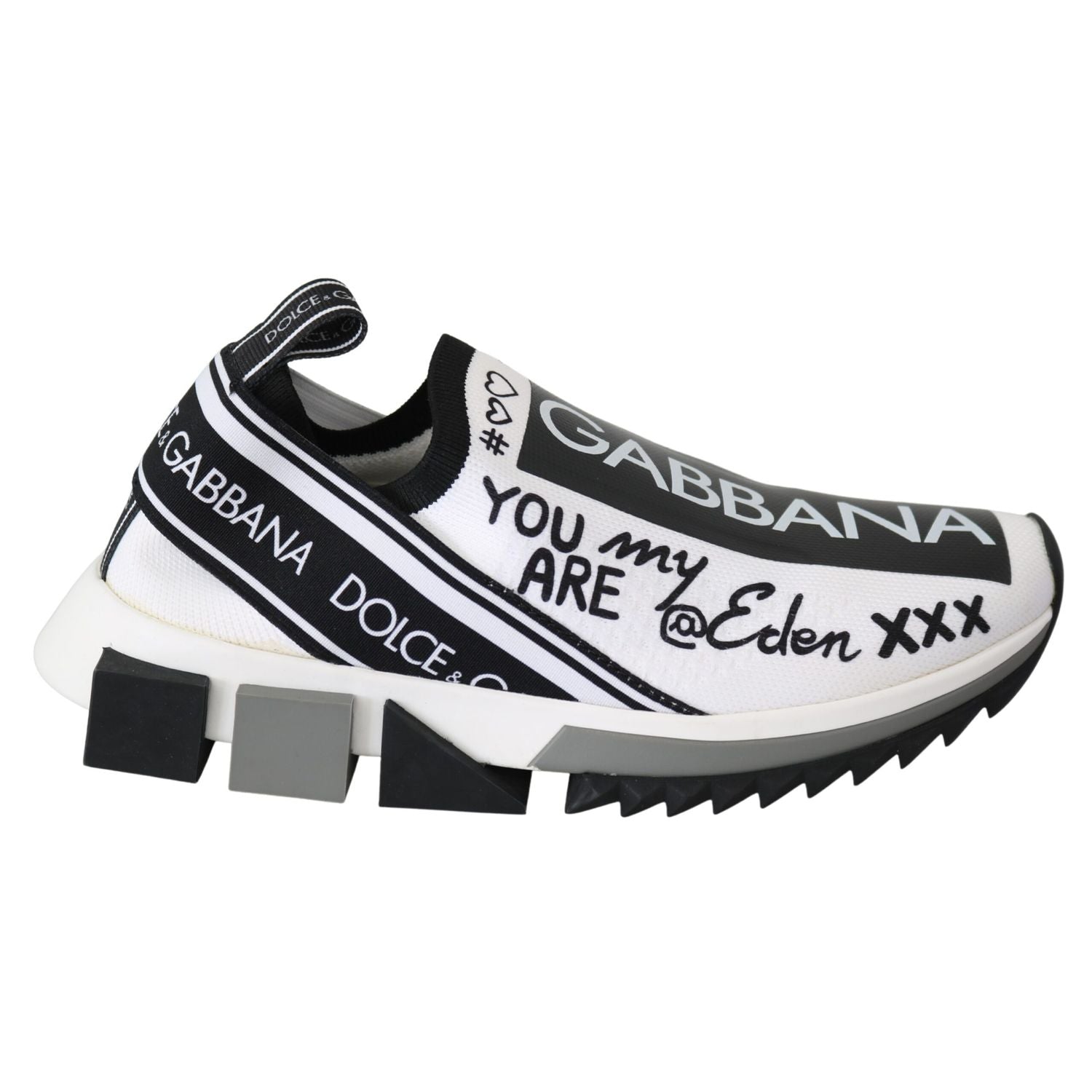 Dolce & Gabbana White Black Slip On Sorrento Sneakers