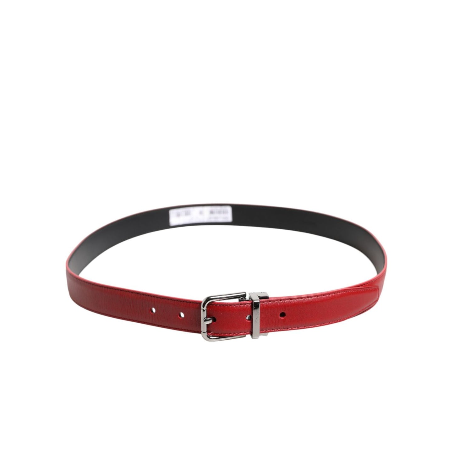 Dolce & Gabbana Red Leather Silver Tone Metal Buckle Belt