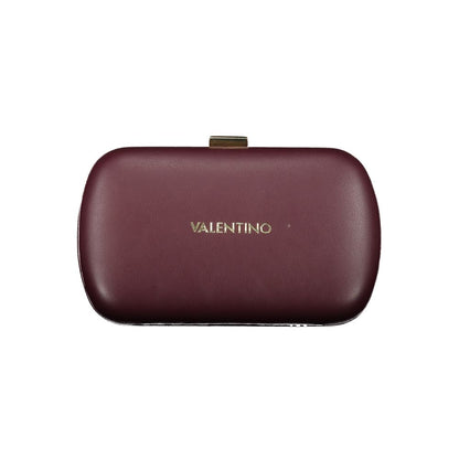 Mario Valentino Red Polyethylene Women Handbag with gold clasp, showcasing luxury and versatility with a removable chain shoulder strap.