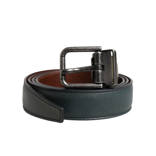 Dolce & Gabbana Green Classic Leather Metal Buckle Belt
