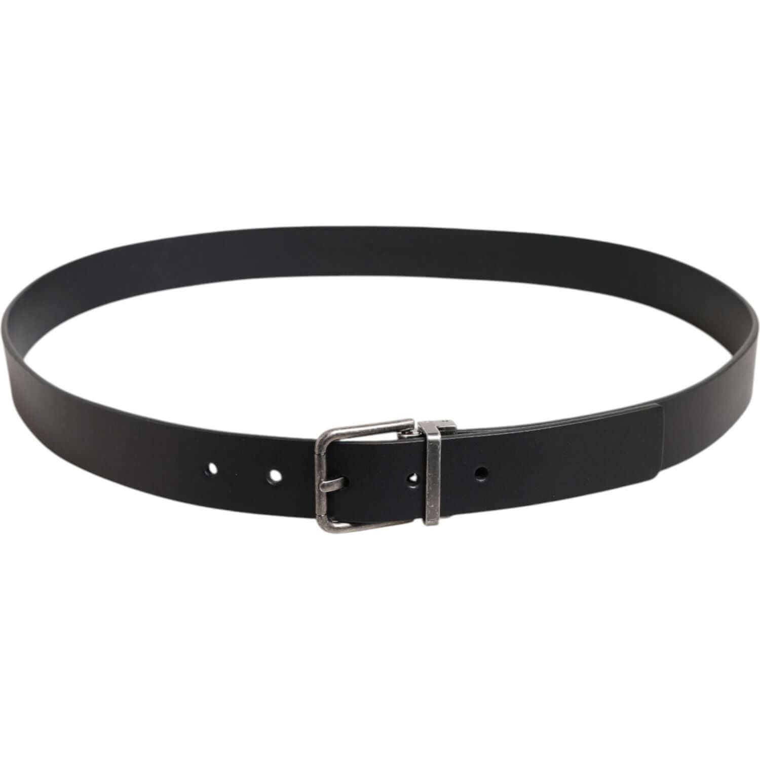 Dolce & Gabbana Black Classic Leather Metal Buckle Belt
