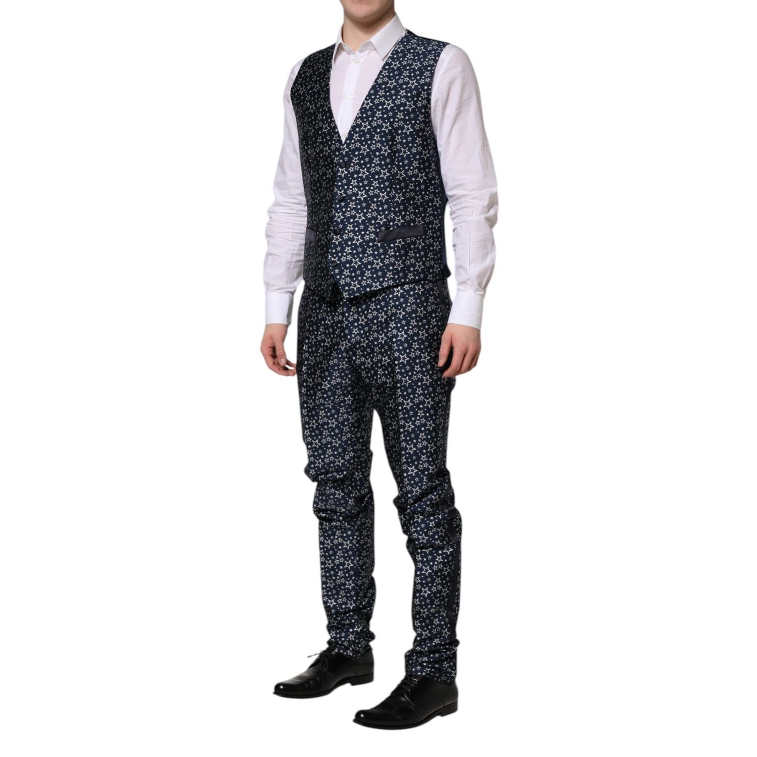 Dolce & Gabbana Blue MARTINI Star Jacquard 3 Piece Suit