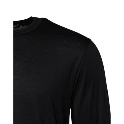 Dolce & Gabbana Dark Blue Silk Crew Neck Men Pullover Sweater