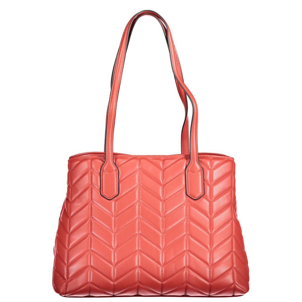 Mario Valentino Red Polyethylene Women Handbag with double shoulder handles, secure zip, and spacious pocket for stylish practicality.