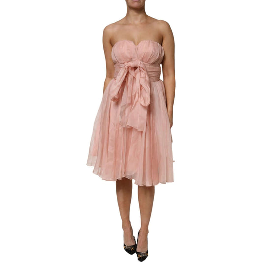 Dolce & Gabbana Pink Silk Chiffon A-line Pleated Midi Dress DR81480-42