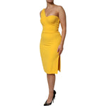Dolce & Gabbana Yellow One Shoulder Side Slit Midi Dress DR81494-42