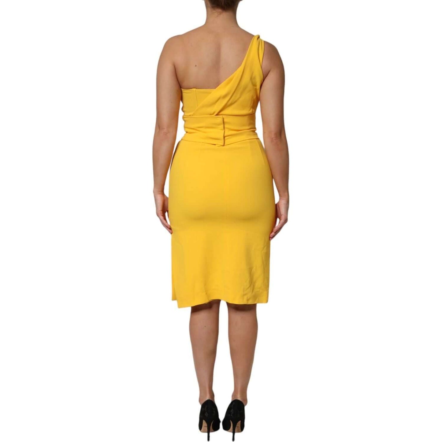 Dolce & Gabbana Yellow One Shoulder Side Slit Midi Dress DR81494-42