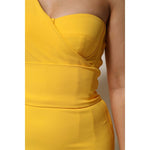 Dolce & Gabbana Yellow One Shoulder Side Slit Midi Dress DR81494-42
