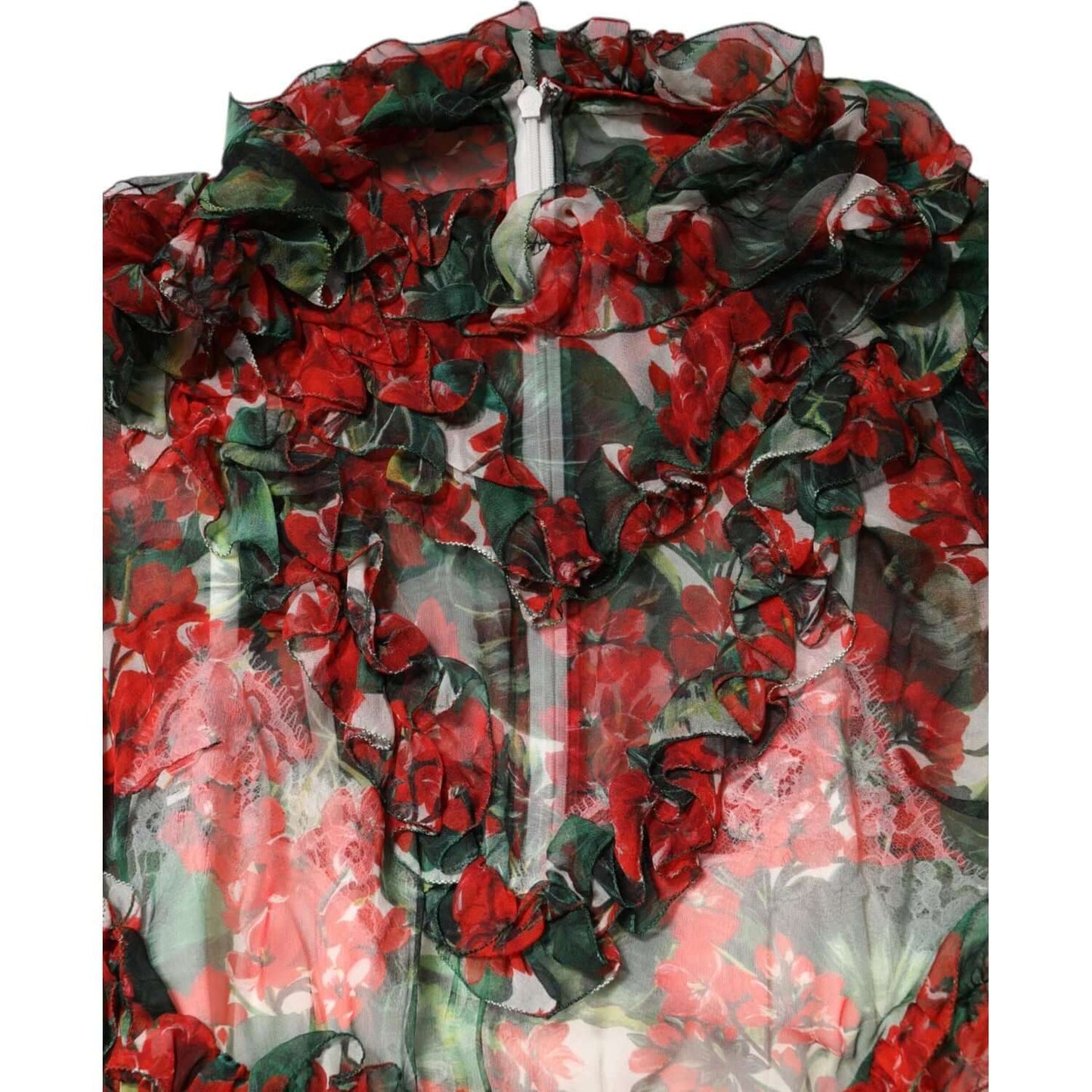 Dolce & Gabbana Multicolor Ruffle Floral Long Sleeves Dress DR81694-36