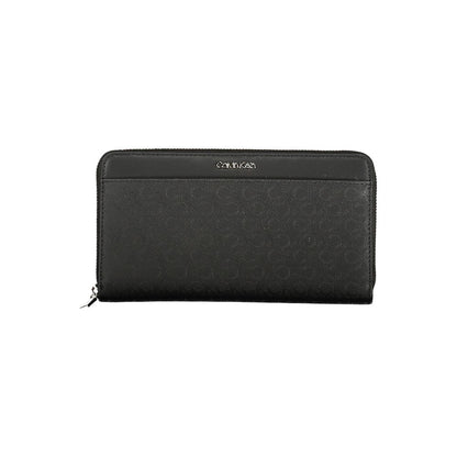 Calvin Klein Black Polyester Women Wallet featuring sleek design with RFID-blocking, dual compartments, and external pocket for organization.