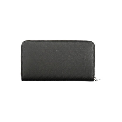 Calvin Klein Black Polyester Women Wallet with RFID-blocking, dual-compartment design, card spaces, and coin purse