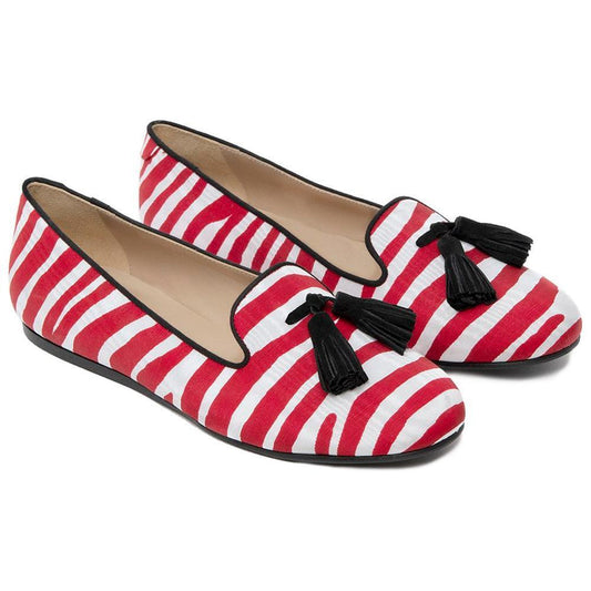 Charles Philip Red Cotton Flat Shoe CH-15410-EU36/US6