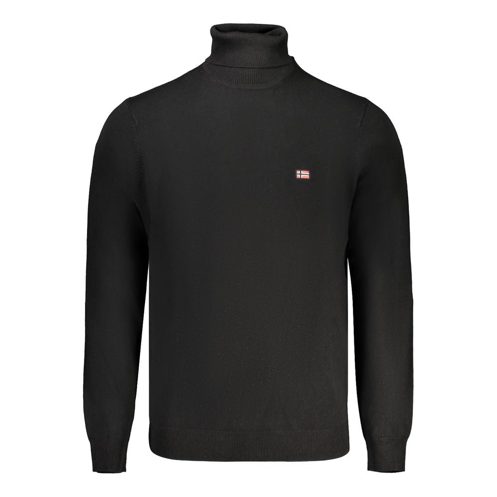 Norway 1963 Black Polyester Sweater with turtleneck and embroidery logo, long sleeved design ideal for cool weather.