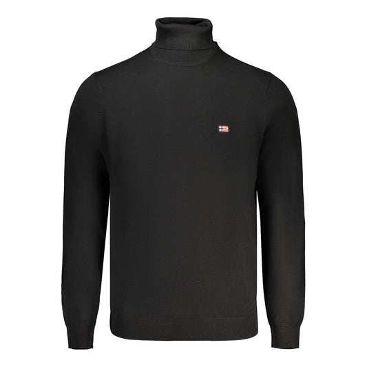 Norway 1963 Black Polyester Sweater with turtleneck and embroidery logo, long sleeved design ideal for cool weather.