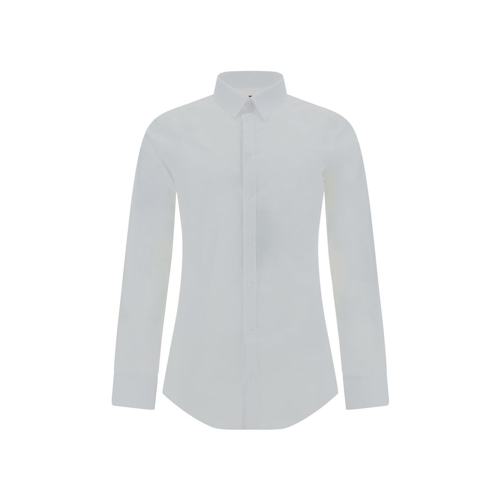 Dolce & Gabbana Shirt, white cotton, classic collar, slim fit, AW25, front button closure, adjustable cuffs, made in Italy.