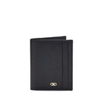 Ferragamo Leather Card Holder with Gancini ornament, featuring 8 internal and 2 external slots, ideal for stylish and practical use.