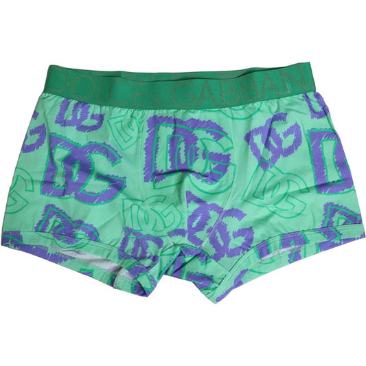 Dolce & Gabbana Green Cotton DG Logo Printed Boxer Underwear