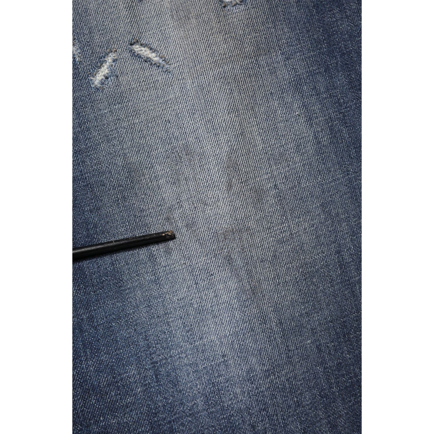 Dolce & Gabbana Blue Washed Tattered Cotton Men Jeans