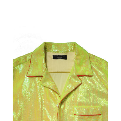 Dolce & Gabbana Yellow Sequin Polyester Lounge Casual Shirt
