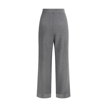 Brunello Cucinelli Gray Cotton Casual Pants with elasticized waistband and straight leg design, featuring side welt pockets.