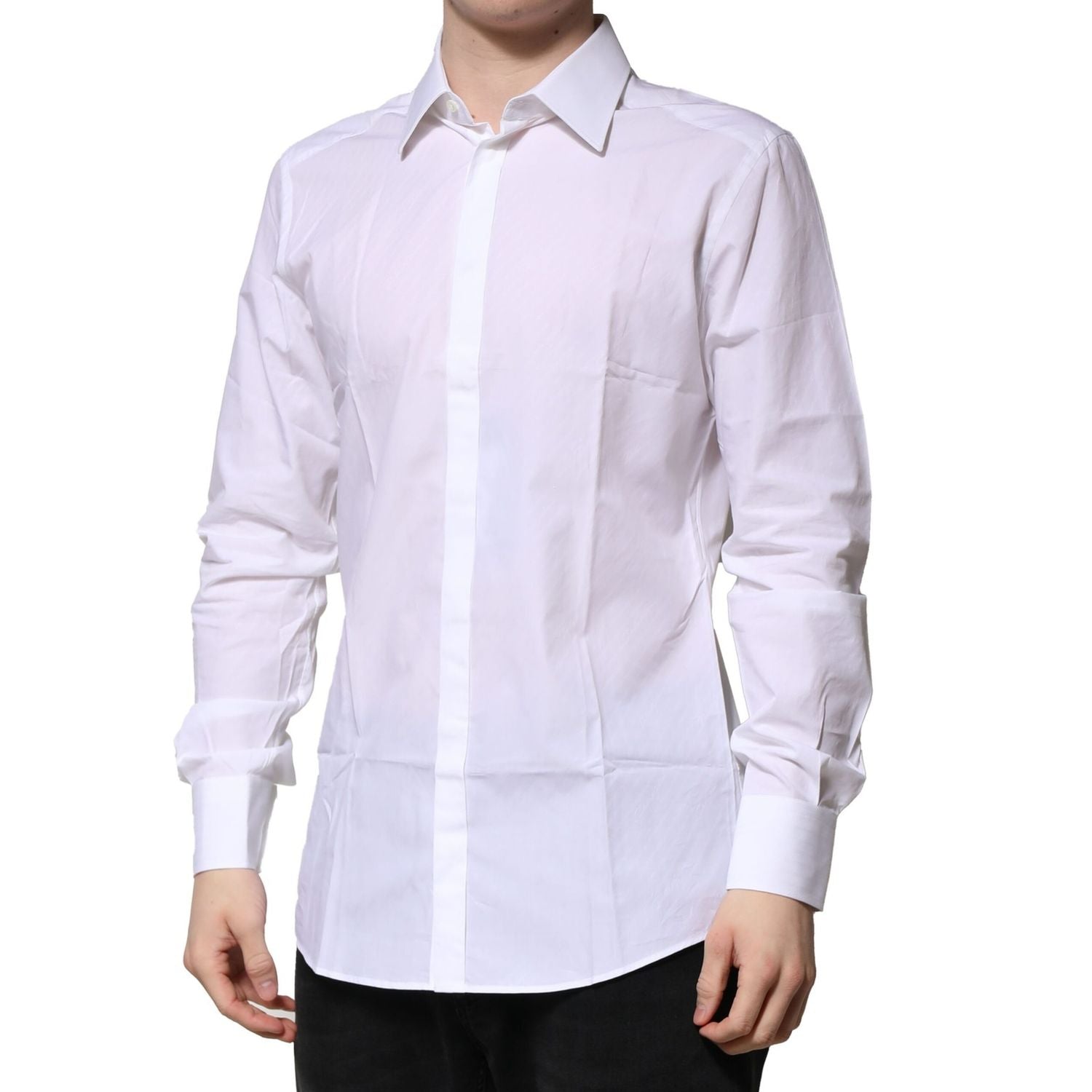 Dolce & Gabbana White GOLD Long Sleeves Men Dress Formal Shirt