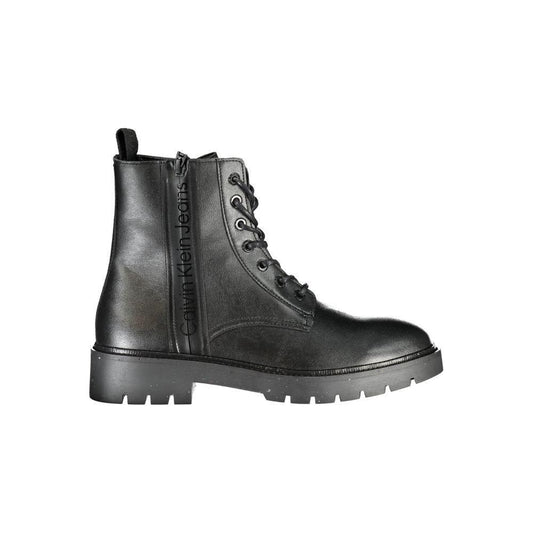 Calvin Klein Sleek Black Ankle Boots with Laces and Zip Detail CA-25018-EU46