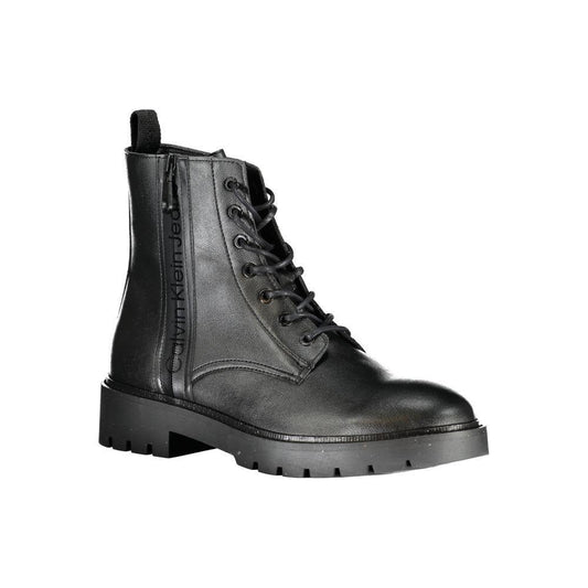 Calvin Klein Sleek Black Ankle Boots with Laces and Zip Detail CA-25018-EU46