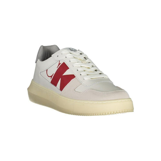 Calvin Klein Sleek White Lace-Up Sneakers with Contrast Details CA-28514-EU40/US7