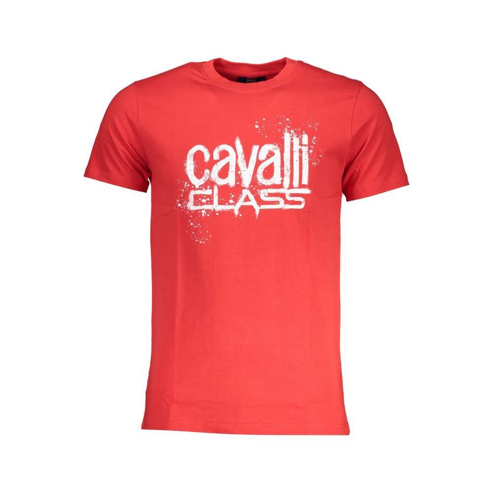 Cavalli Class Red Cotton T-Shirt CA-28575-M