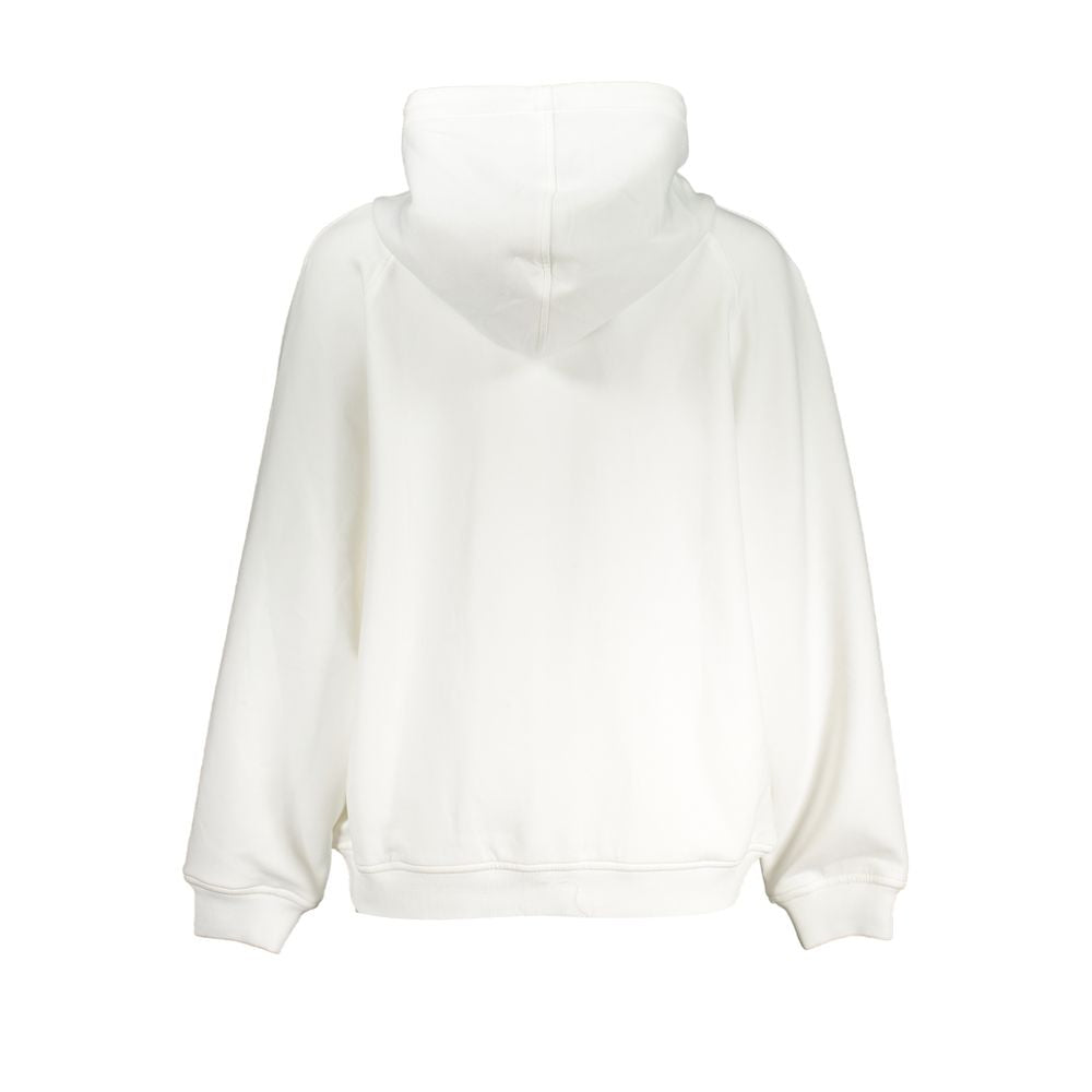 Back view of K-WAY White Polyester Women Sweater showcasing hood and design details.
