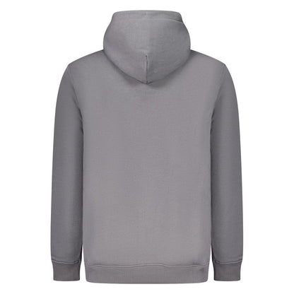 Back view of Tommy Hilfiger Gray Cotton Men Sweater, showcasing the simple yet chic design of this premium hooded sweatshirt.