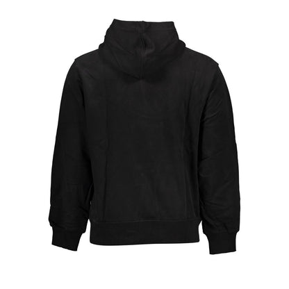 Back view of Calvin Klein Black Cotton Men Sweater featuring a sleek design with a hoodie.