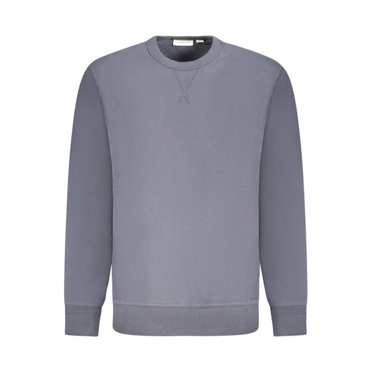 Calvin Klein Blue Cotton Men Sweater with crew neck and iconic logo, crafted from premium 95% regenerative cotton for ultimate comfort and style.