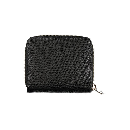 Guess Jeans Black Polyethylene Wallet - zip closure, card spaces, coin purse with contrasting details and logo.